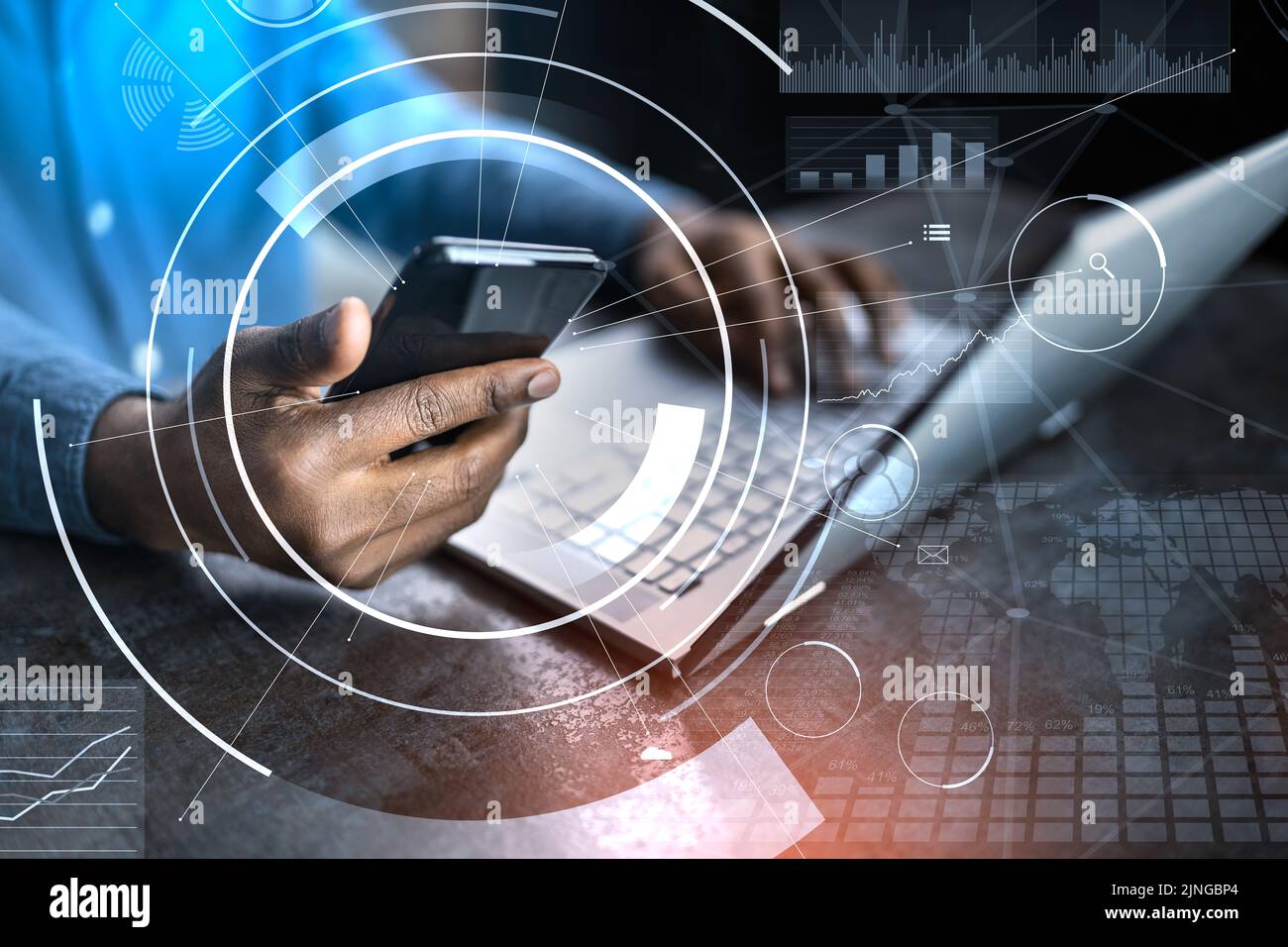 Financial And Marketing Data Analyst Man Using Computer Stock Photo