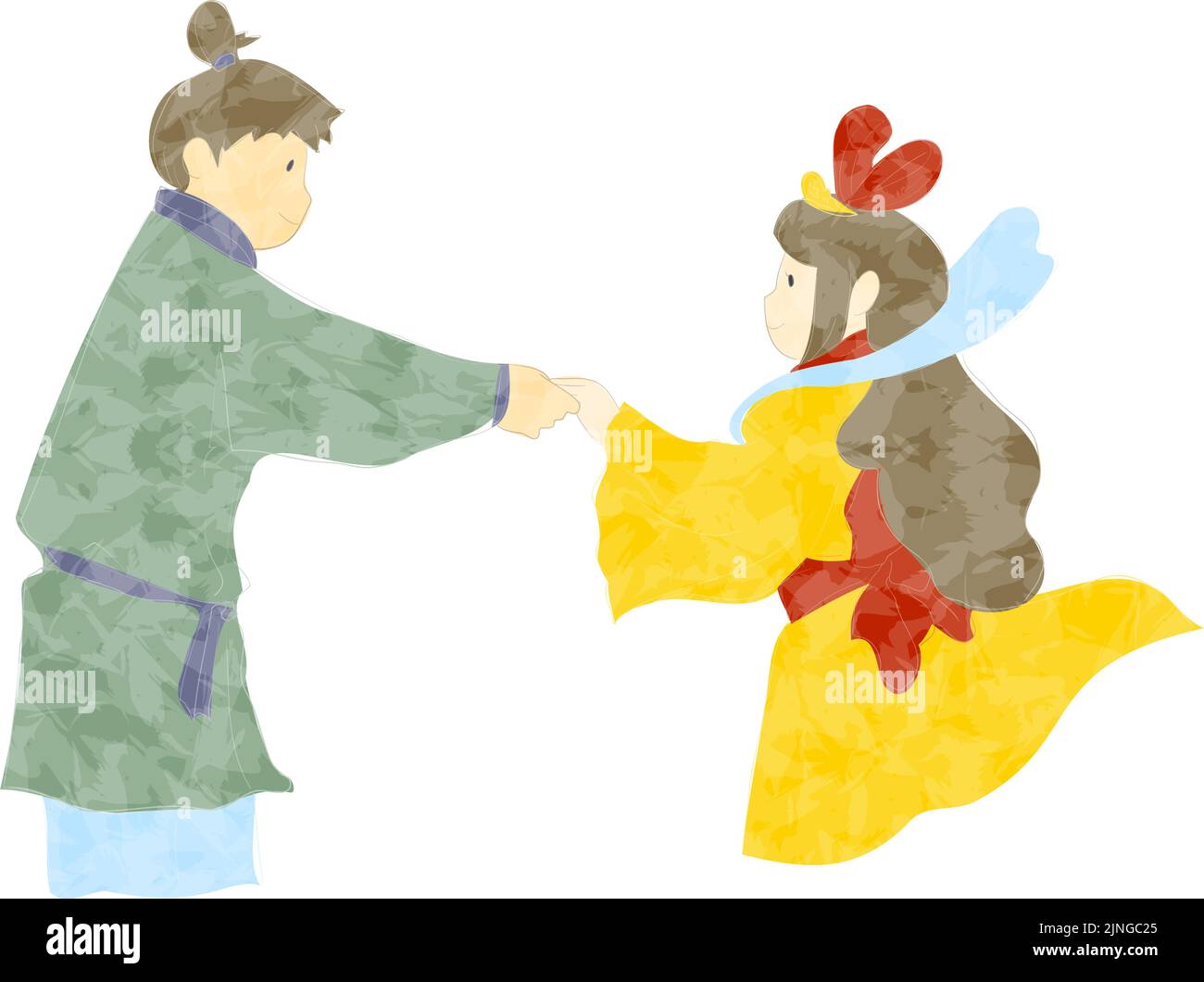 Illustration of Tanabata Orihime and Hikoboshi Stock Vector