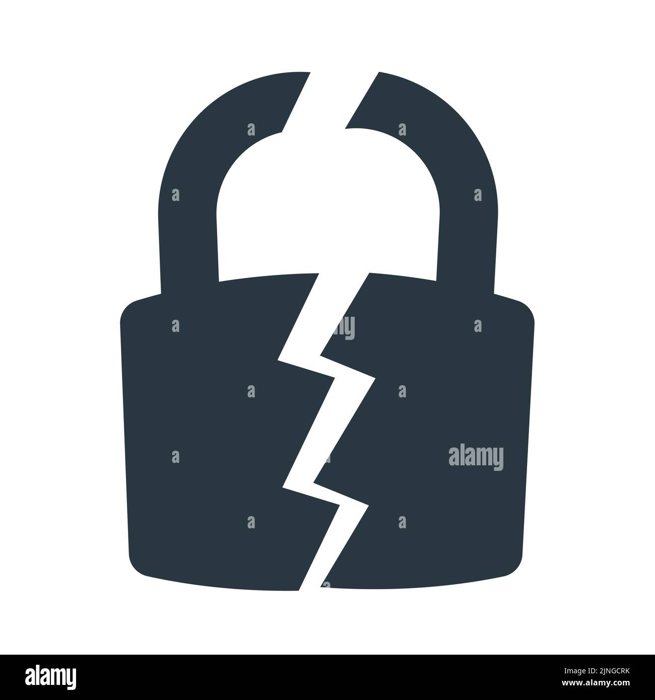 Broken or cracked lock icon isolated on white background. Unlock sign. Lock vector illustration