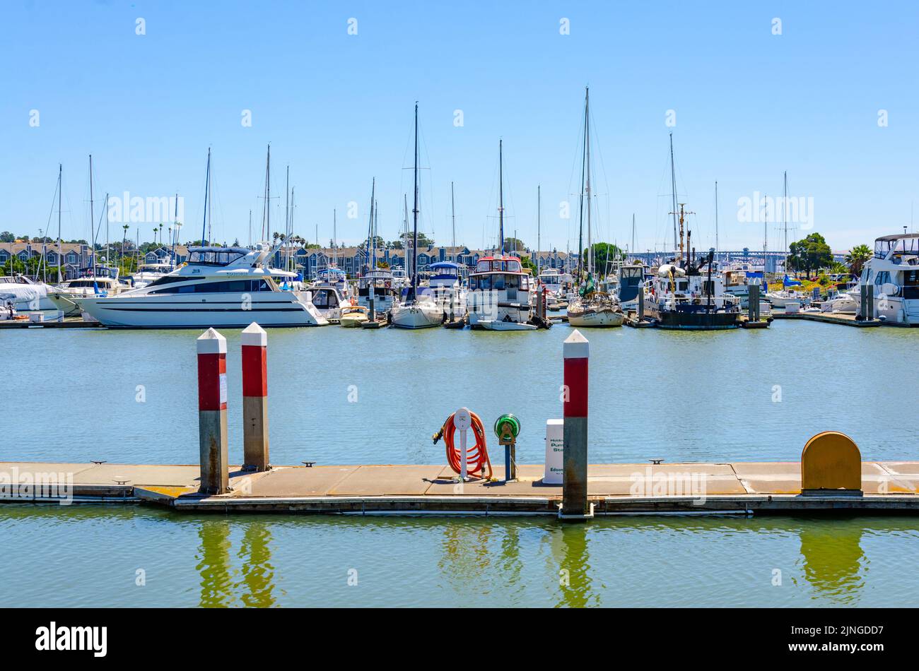Pleasure boats moored against a pontoon in Benicia Marina in California, USA Stock Photo Alamy