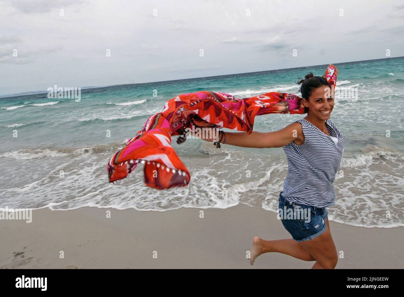 Woman dancing scarf on beach hi-res stock photography and images - Alamy