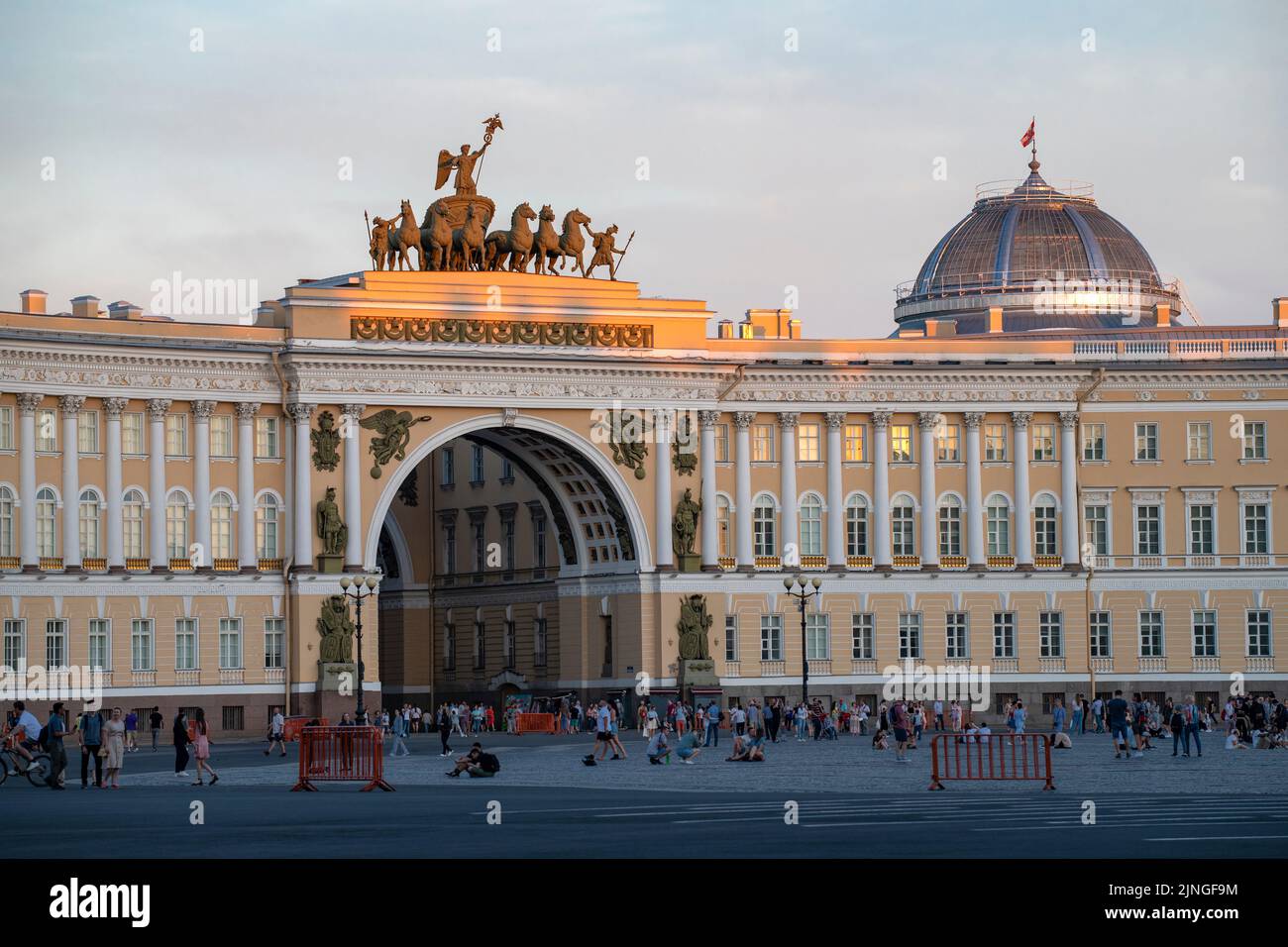 SAINT PETERSBURG, RUSSIA - JULY 04, 2022: Palace Square on a white night. St. Petersburg Stock Photo