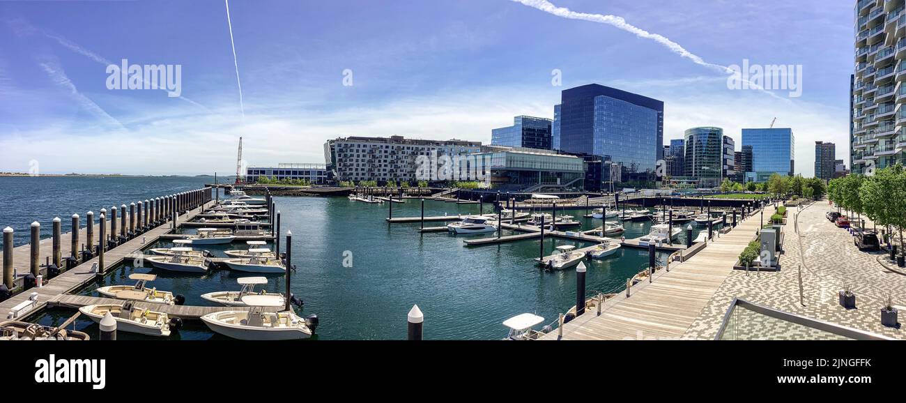 Wharf Walk along The Seaport/Innovation District in the South Boston