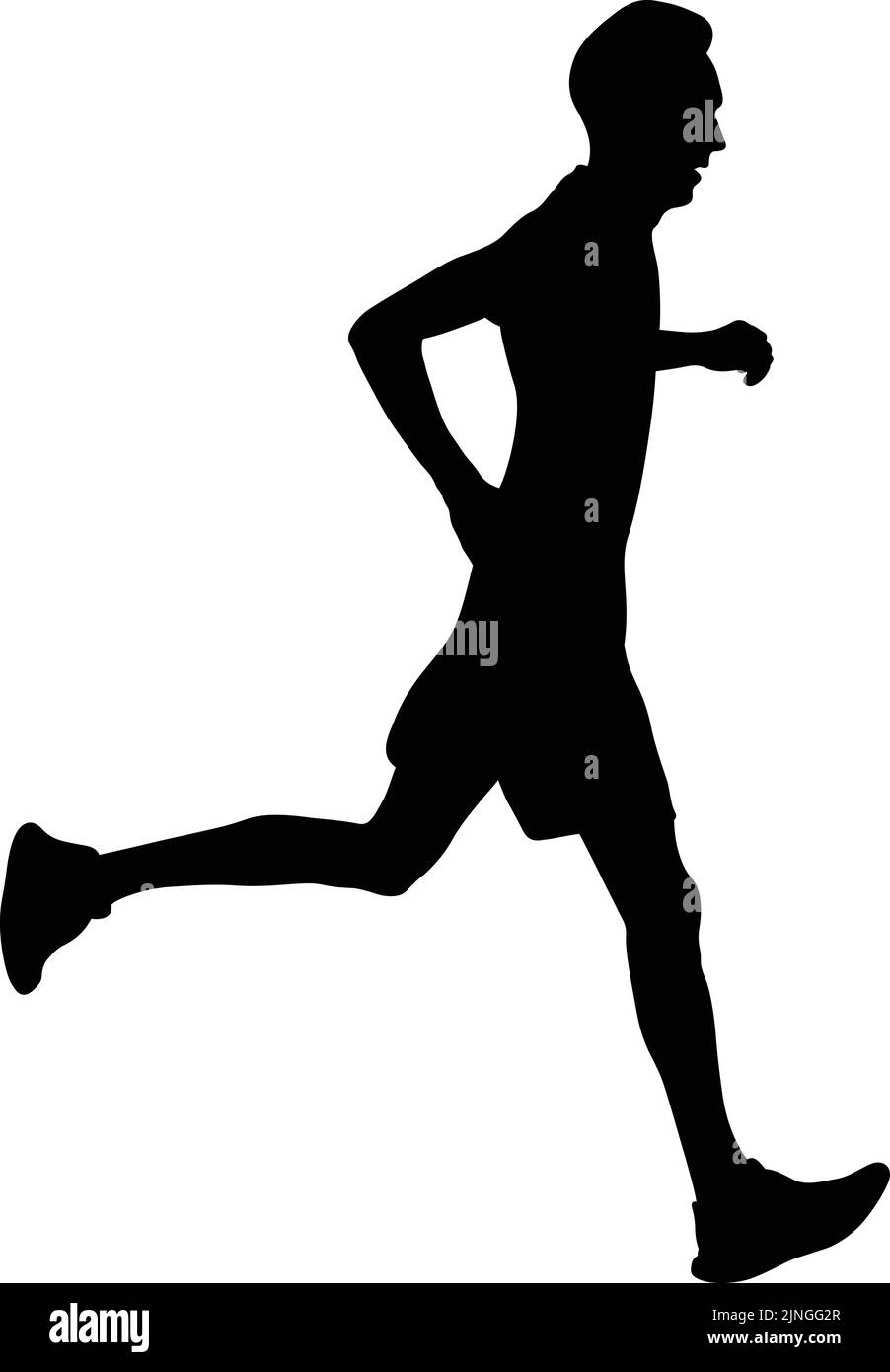 runner athlete run mountain trail black silhouette Stock Vector