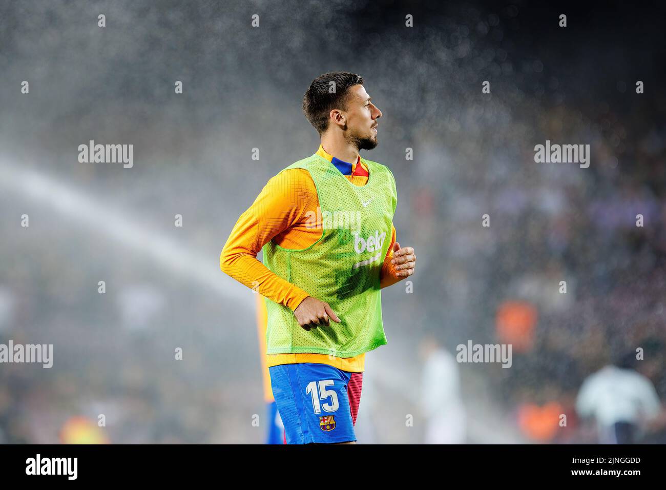 BARCELONA - MAY 10: Lenglet warms up prior to the La Liga match between FC Barcelona and Real Club Celta de Vigo at the Camp Nou Stadium on May 10, 20 Stock Photo