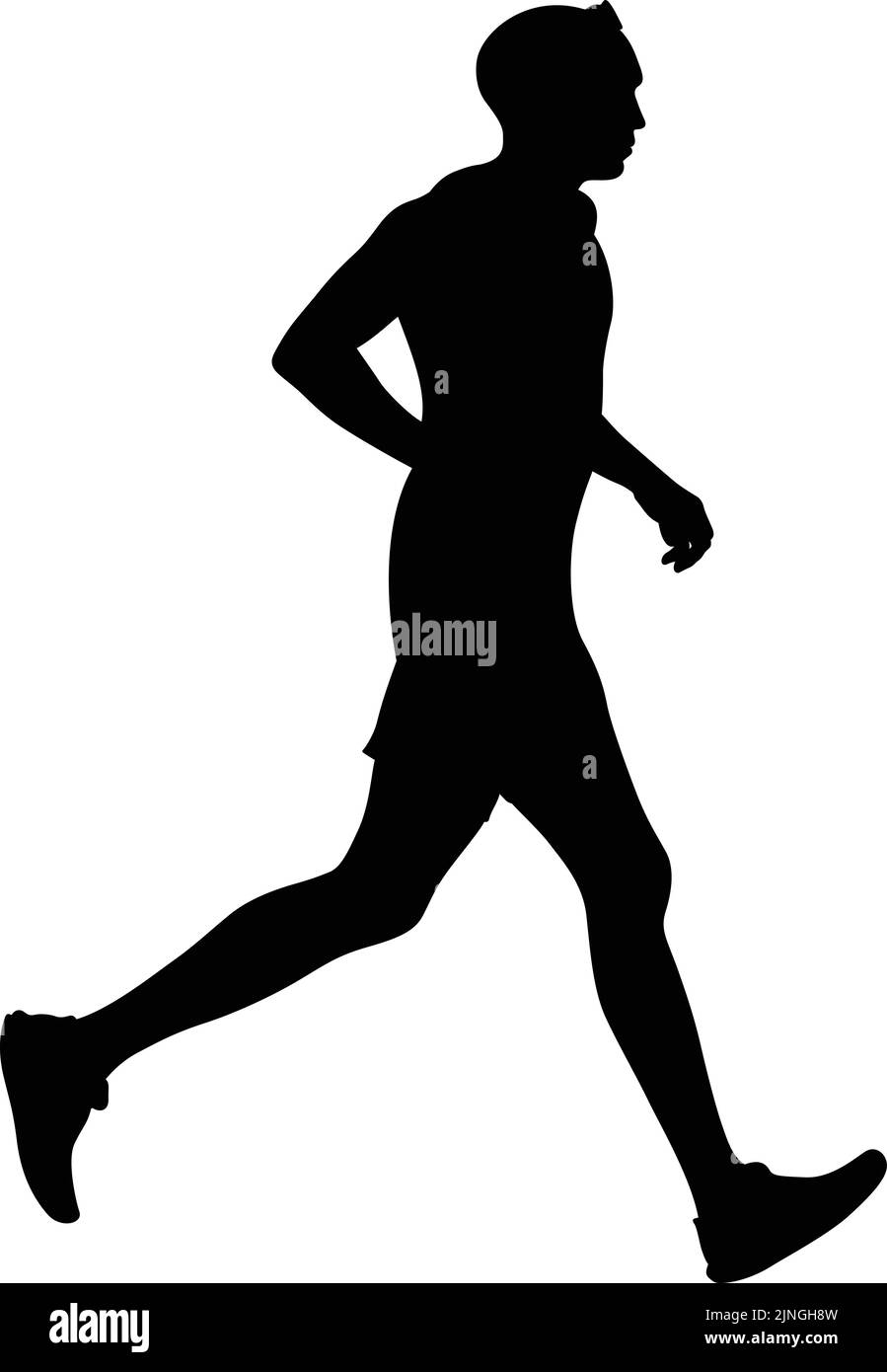 runner athlete running black silhouette Stock Vector