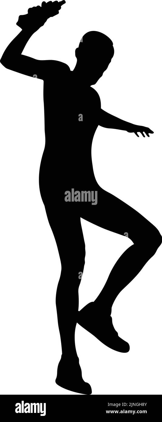 runner athlete running down mountain with bottle water in hand Stock Vector