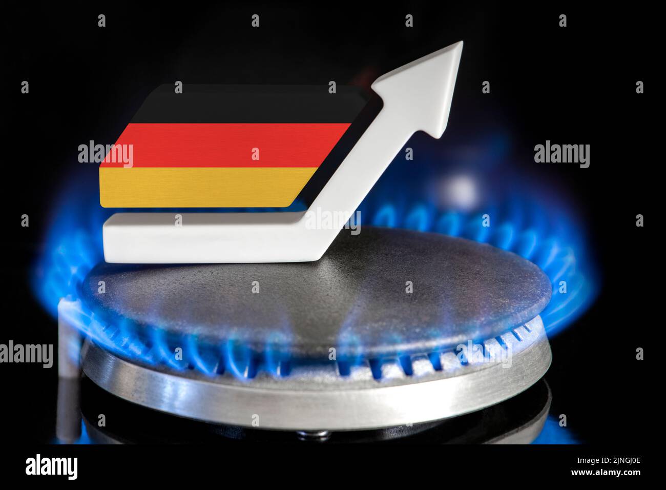 Gas price. Rise in gas prices in Germany. A burner with a flame and an