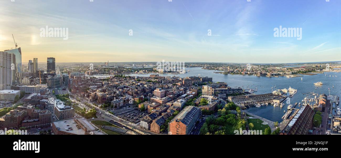 Boston Cityscape Skyline Looking North Towards the North End and Charlestown Stock Photo
