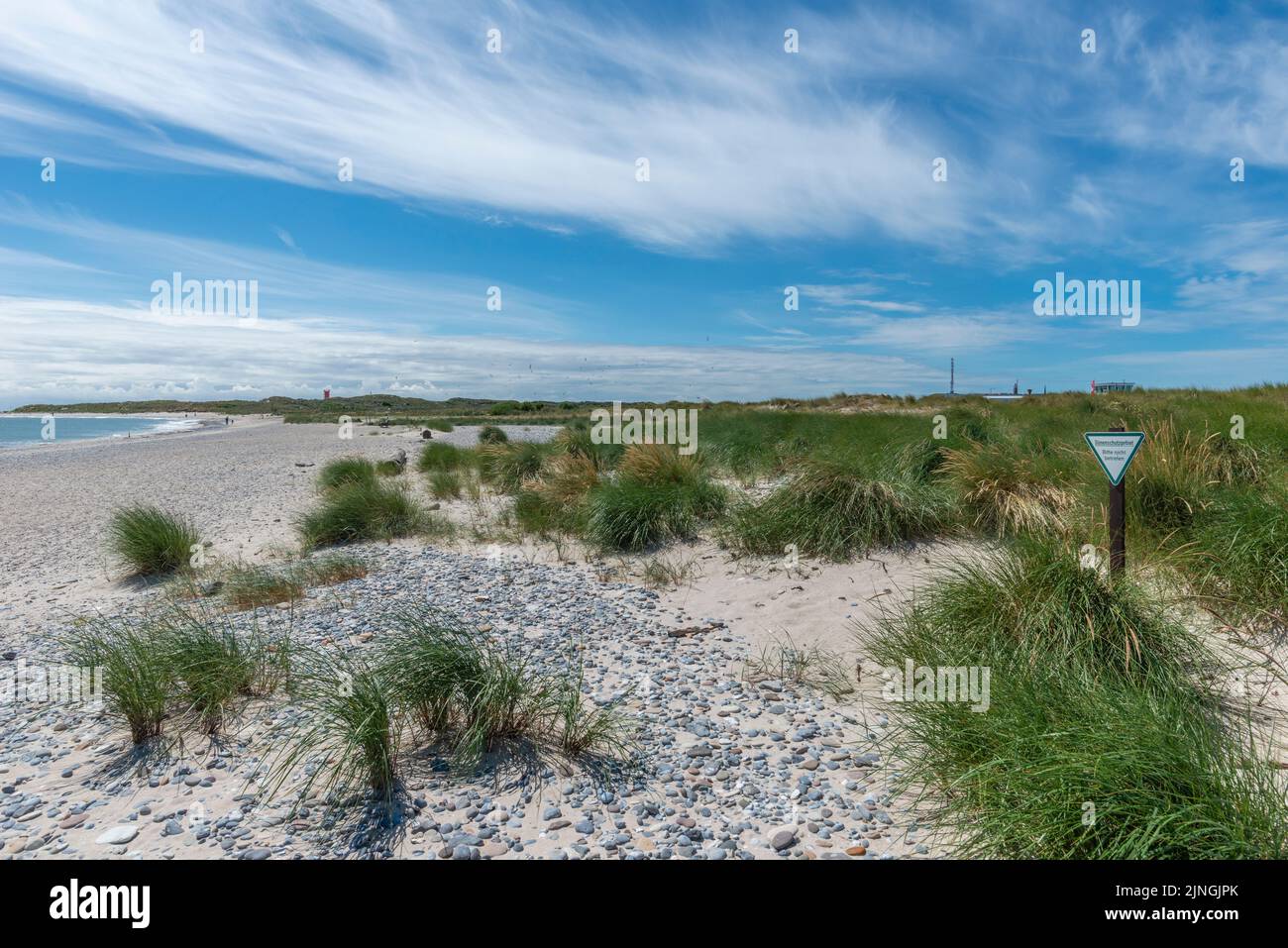 Dune protection area, no entry, high seas island The Dune, part of Heligoland, district Pinneberg, Schleswig-Holstein, Northern Germany Stock Photo