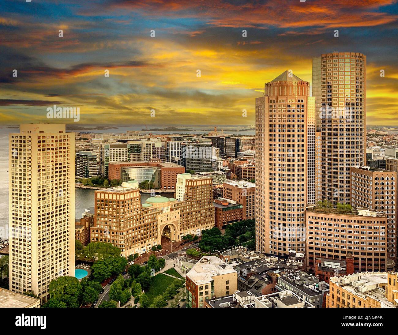 Boston Cityscape Skyline Panorama Looking South Towards the South End ...