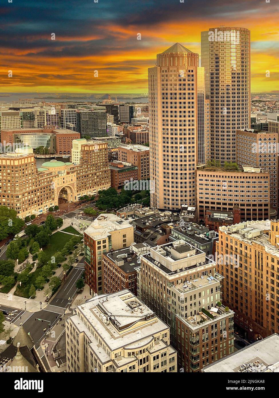 Boston Cityscape Skyline Panorama Looking South Towards the South End ...