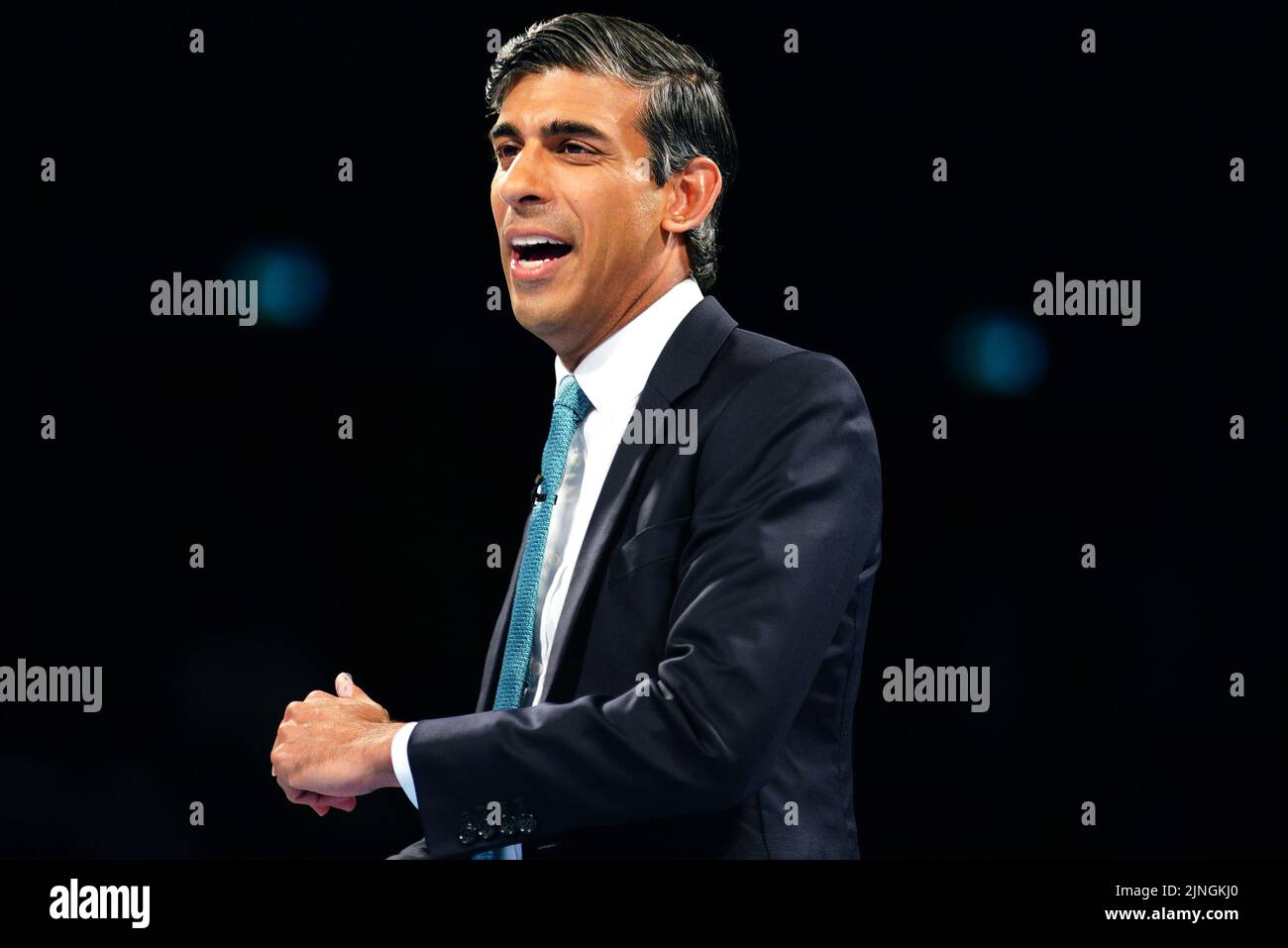 Rishi Sunak during a hustings event in Cheltenham, as part of the campaign to be leader of the Conservative Party and the next prime minister. Picture date: Thursday August 11, 2022. Stock Photo