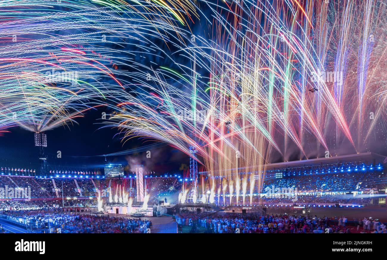 Birmingham 2022 commonwealth games closing ceremony fireworks display Stock Photo