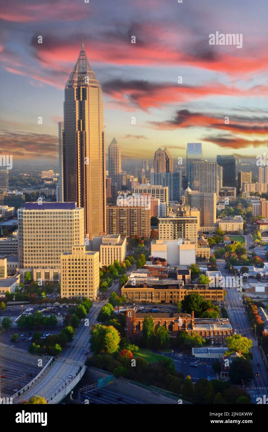 Sunrise, Skyline of Atlanta, Georgia Stock Photo - Alamy