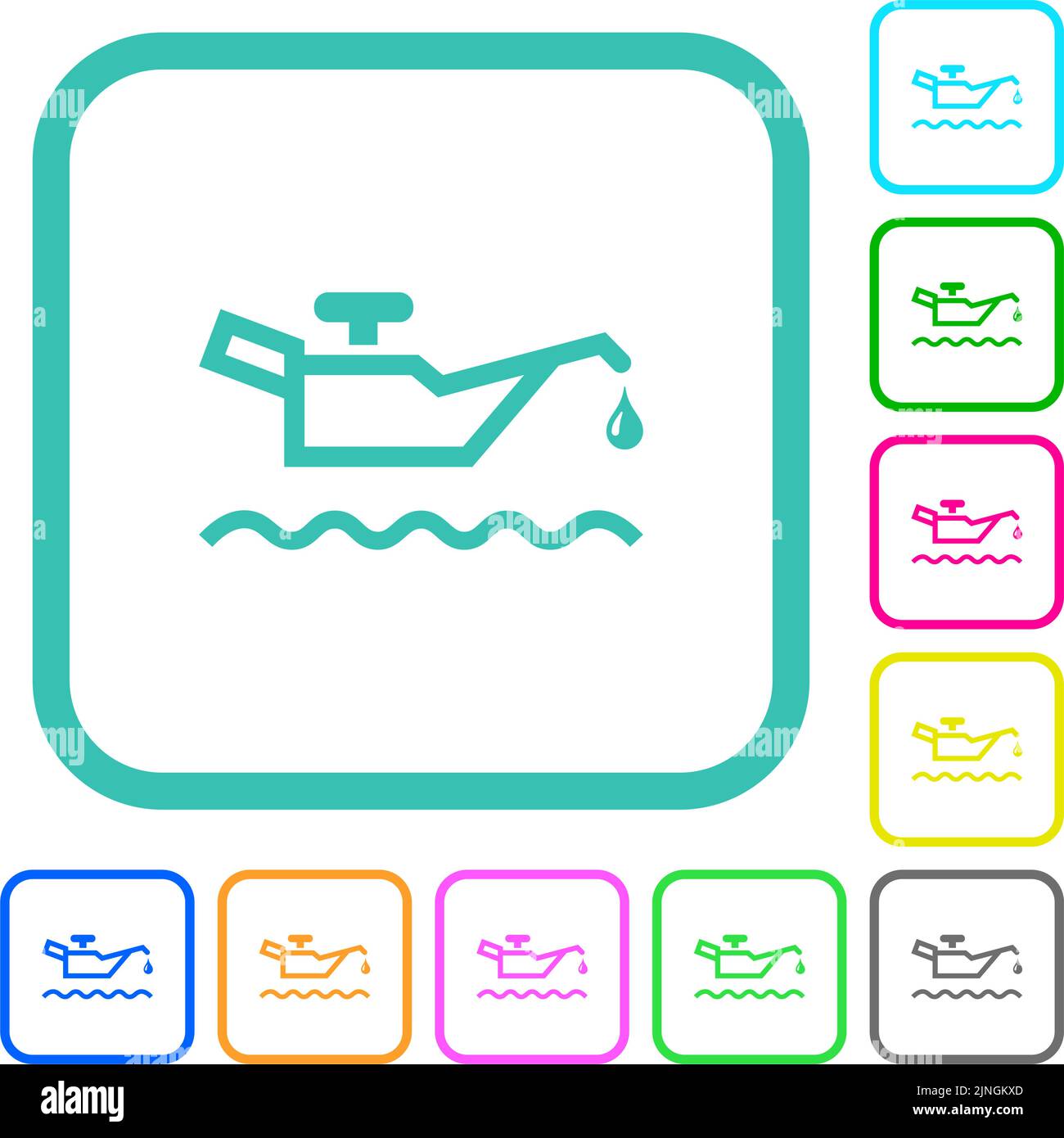 Oil level indicator vivid colored flat icons in curved borders on white