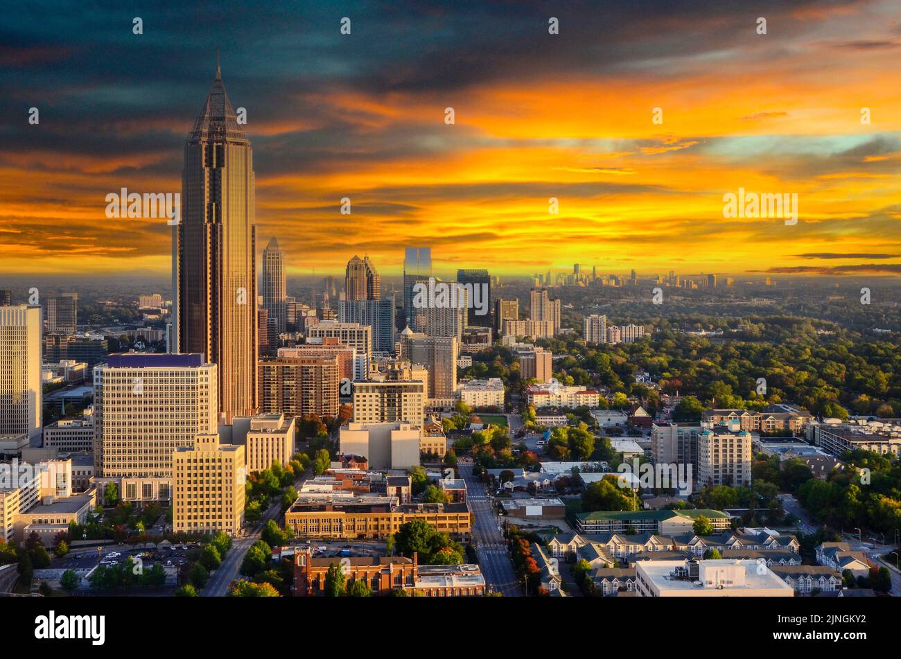 Sunrise, Skyline of Atlanta, Stock Photo Alamy