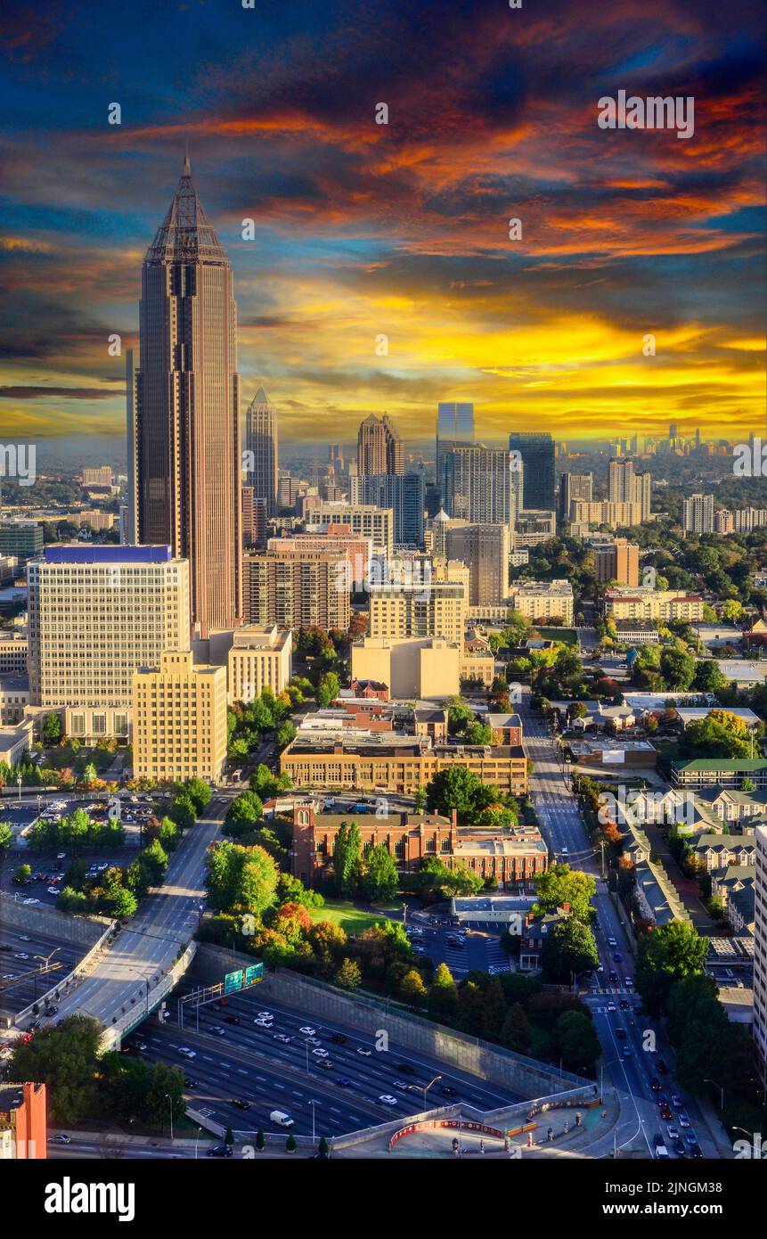 Sunrise, Skyline of Atlanta, Georgia Stock Photo - Alamy