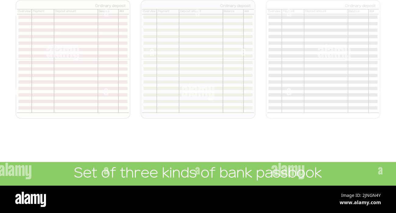 Spread page of passbook with nothing filled in Stock Vector