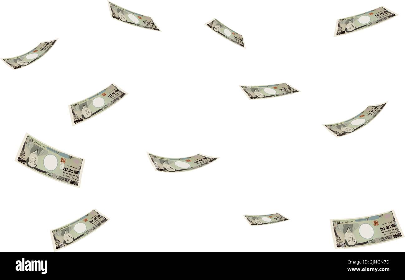 Illustration with a 10,000 yen bill flying Success image Stock Vector ...