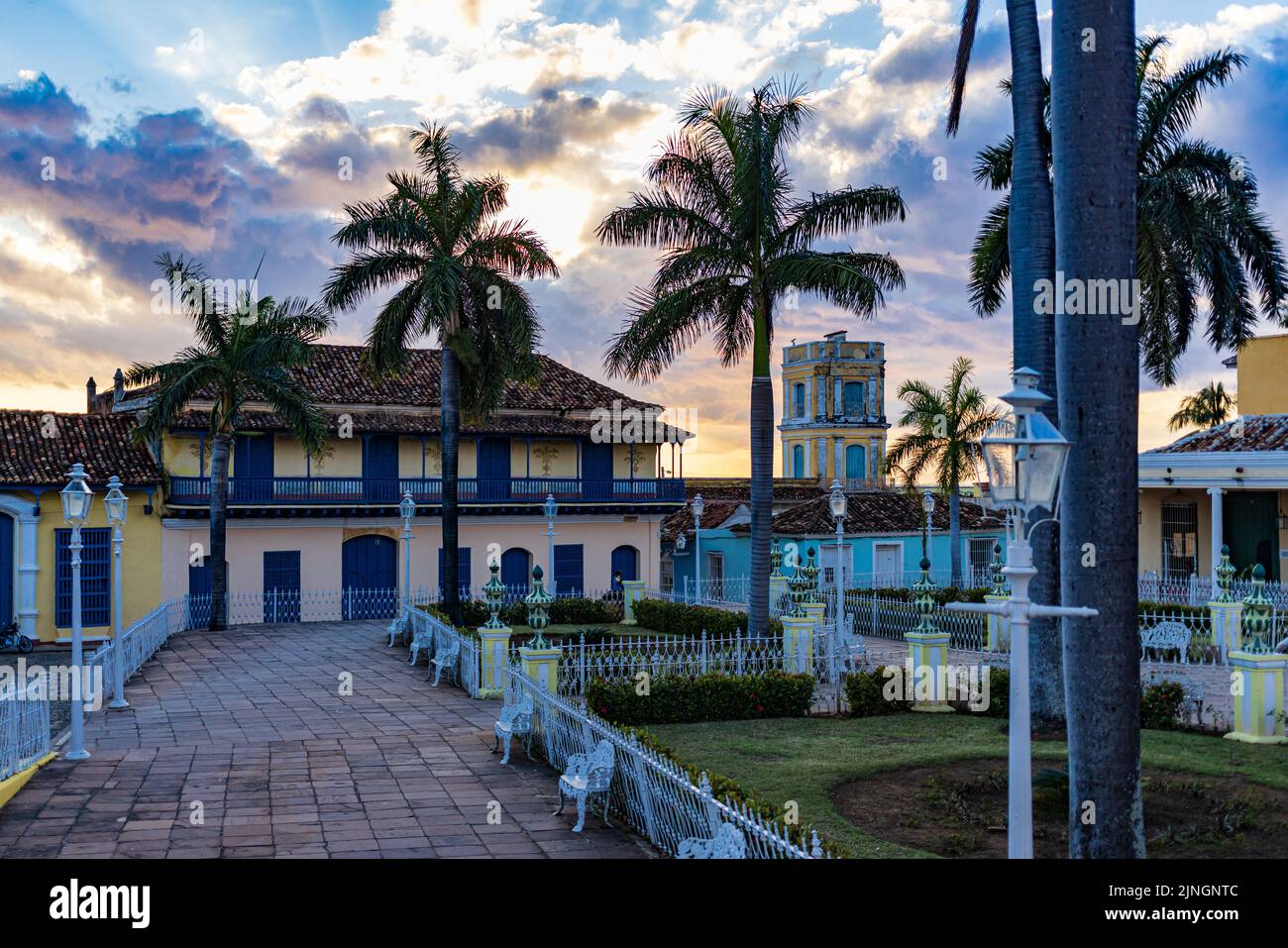 TRINIDAD, CUBA - JANUARY 7, 2021: The main square in Trinidad, Cuba Stock Photo