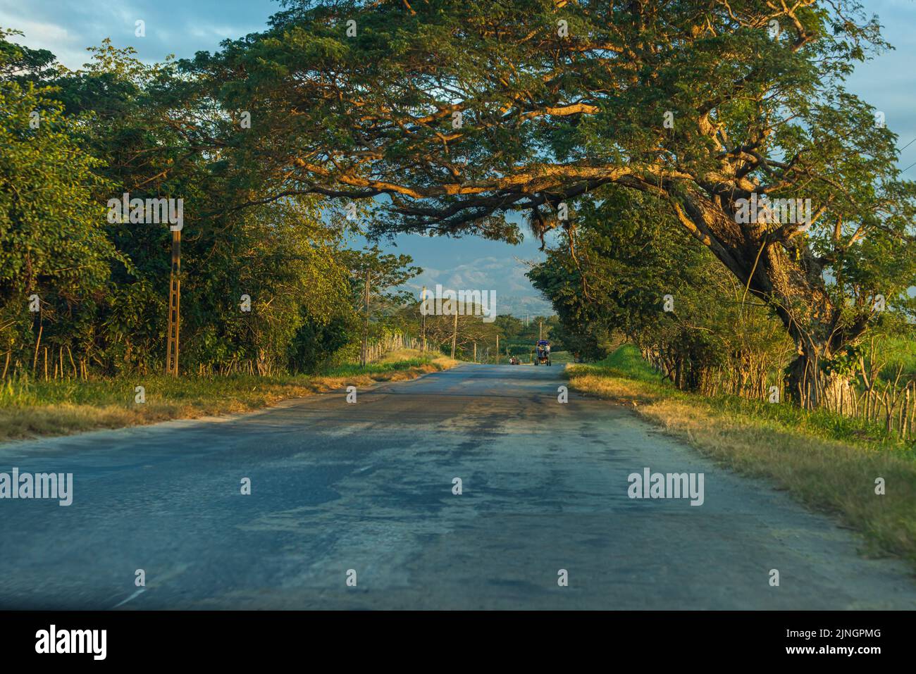 TRINIDAD, CUBA - JANUARY 8, 2021: Asphalt road in the center of Cuba Stock Photo