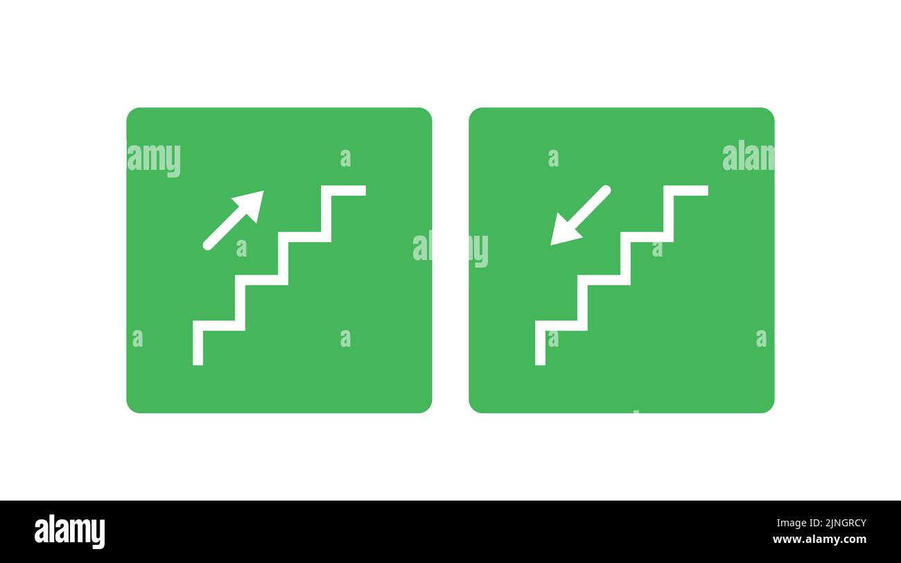 Stairs icon with up and down arrows. Vector flat illustration isolated ...