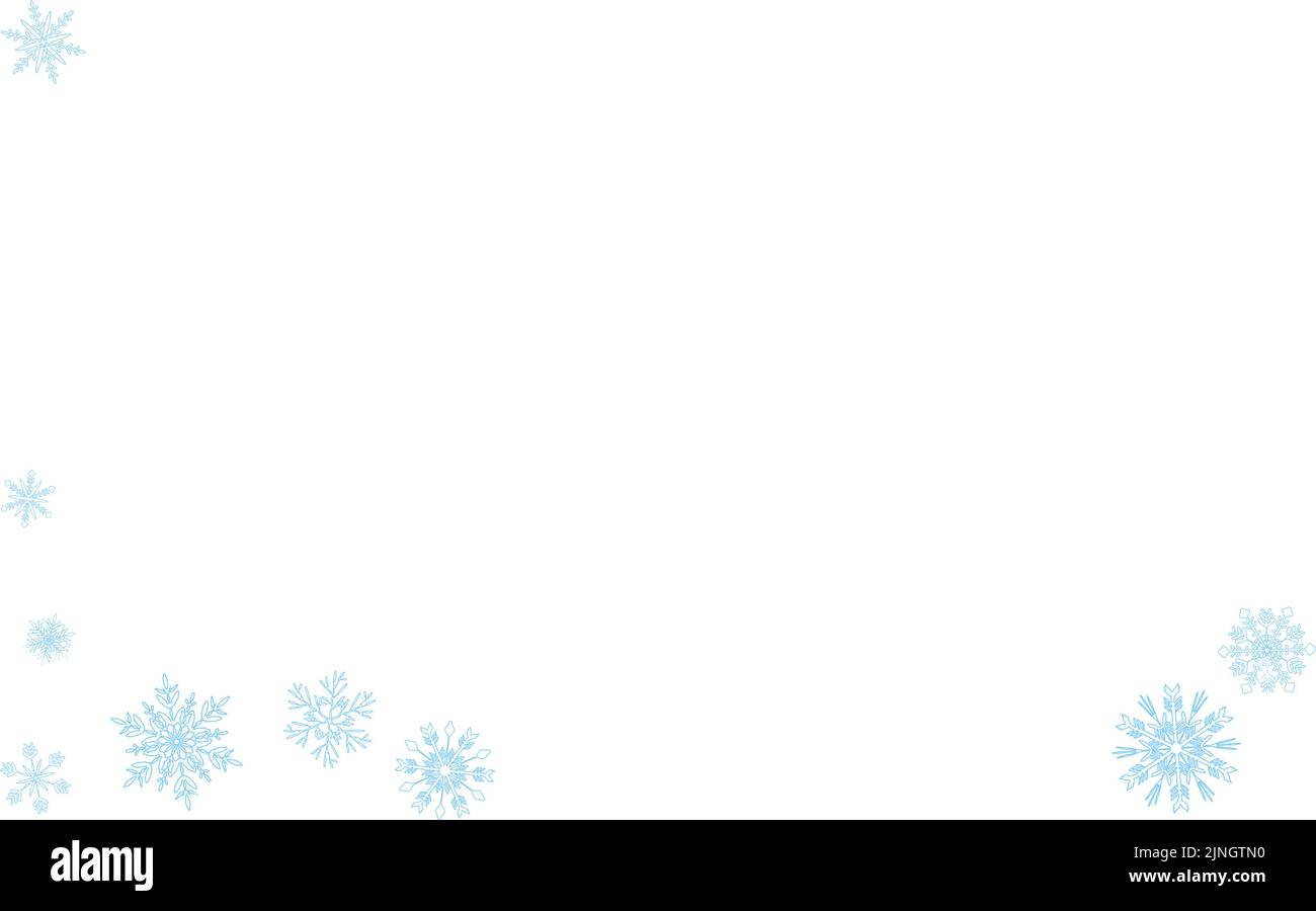 Cool light blue snowflake frame illustration, white background Stock ...