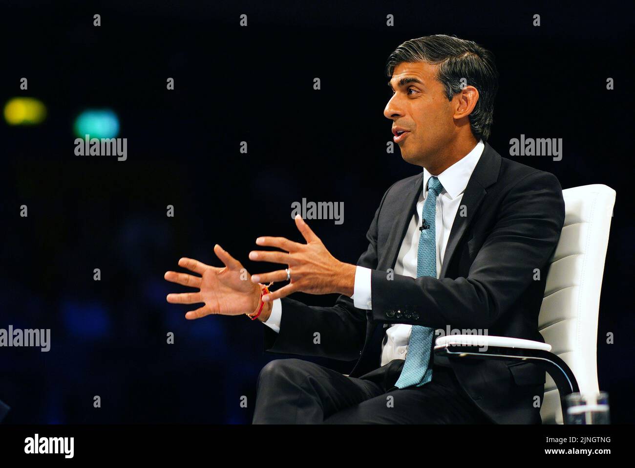 Rishi Sunak during a hustings event in Cheltenham, as part of the campaign to be leader of the Conservative Party and the next prime minister. Picture date: Thursday August 11, 2022. Stock Photo