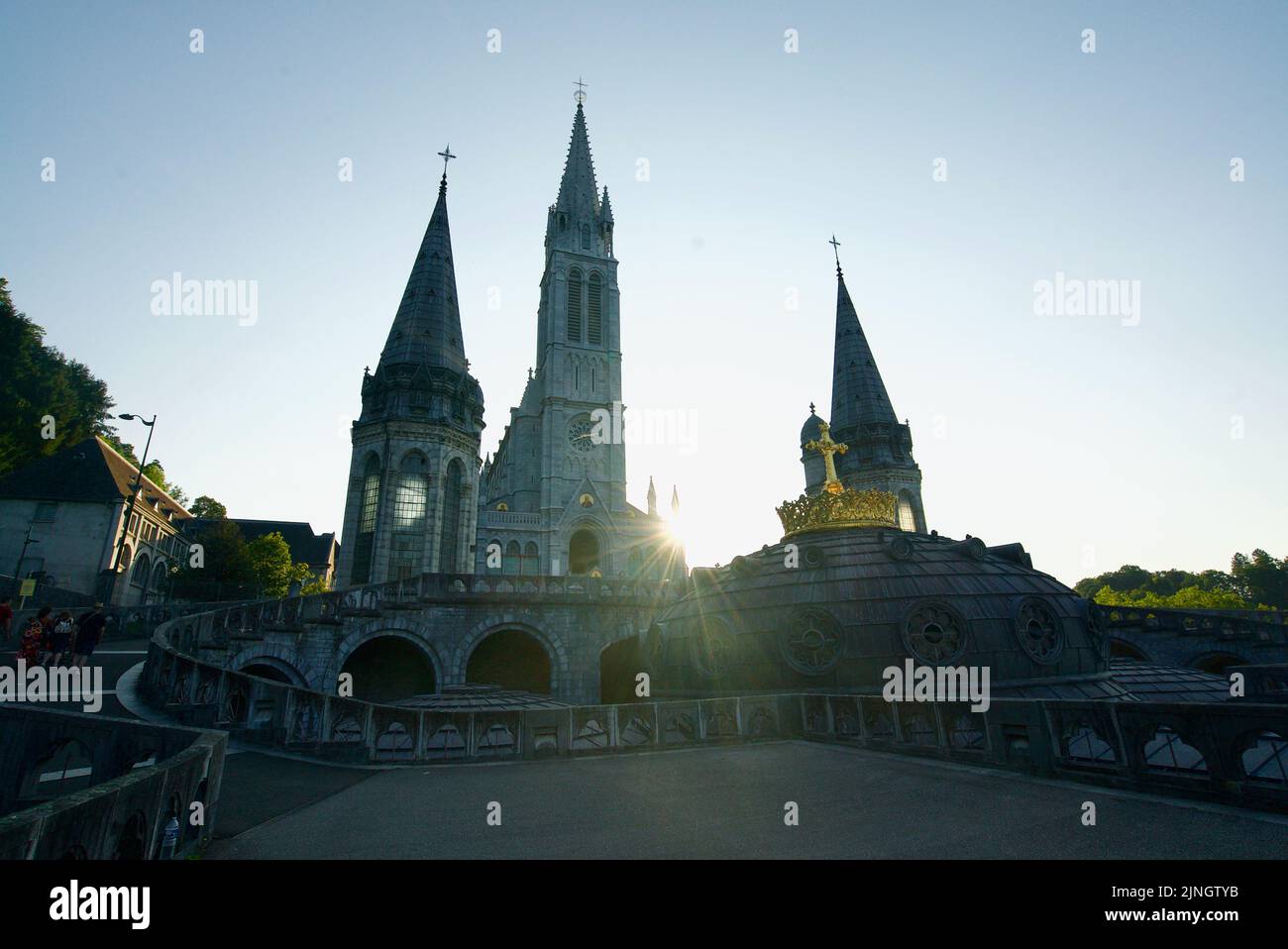Sunset at Sanctuaires NotreDame de Lourdes, a Catholic pilgrimage site