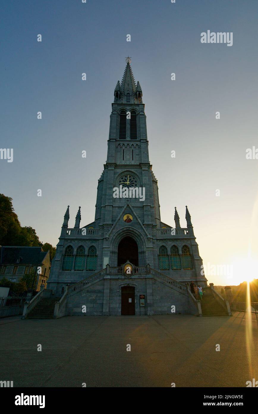 Sunset at Sanctuaires NotreDame de Lourdes, a Catholic pilgrimage site