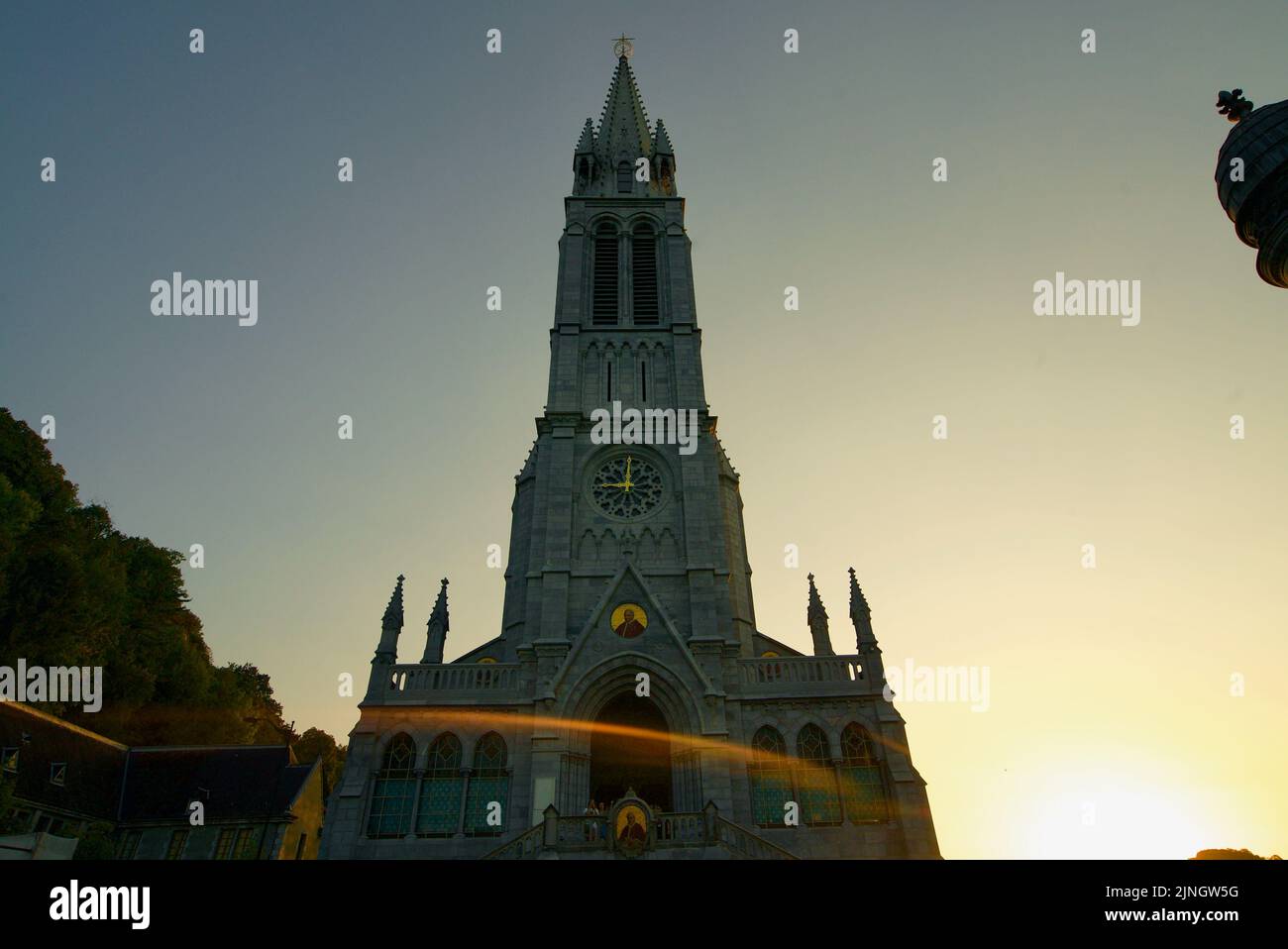 Sunset at Sanctuaires NotreDame de Lourdes, a Catholic pilgrimage site