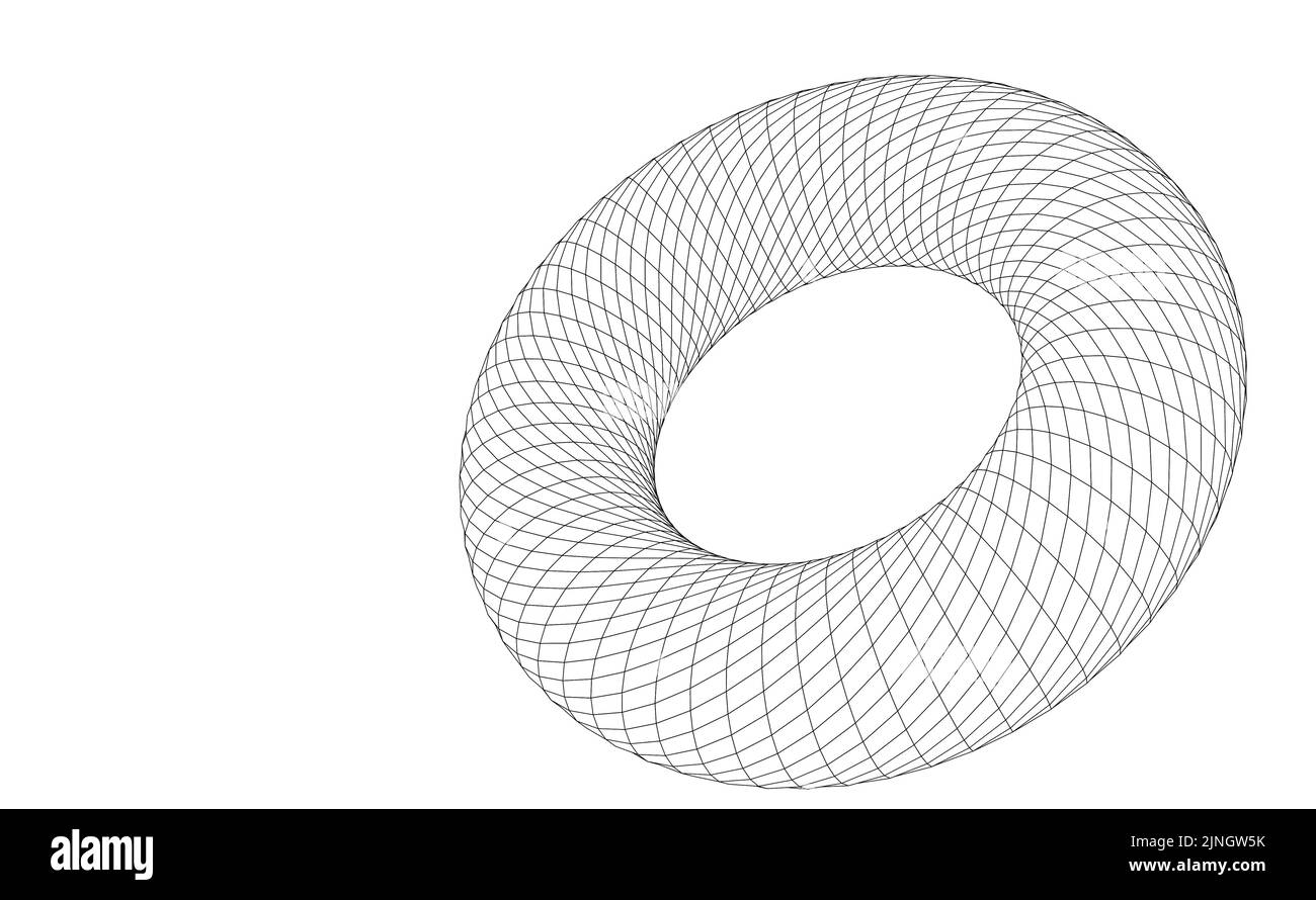 Vector illustration of a torus shape with wireframe mesh Stock Vector