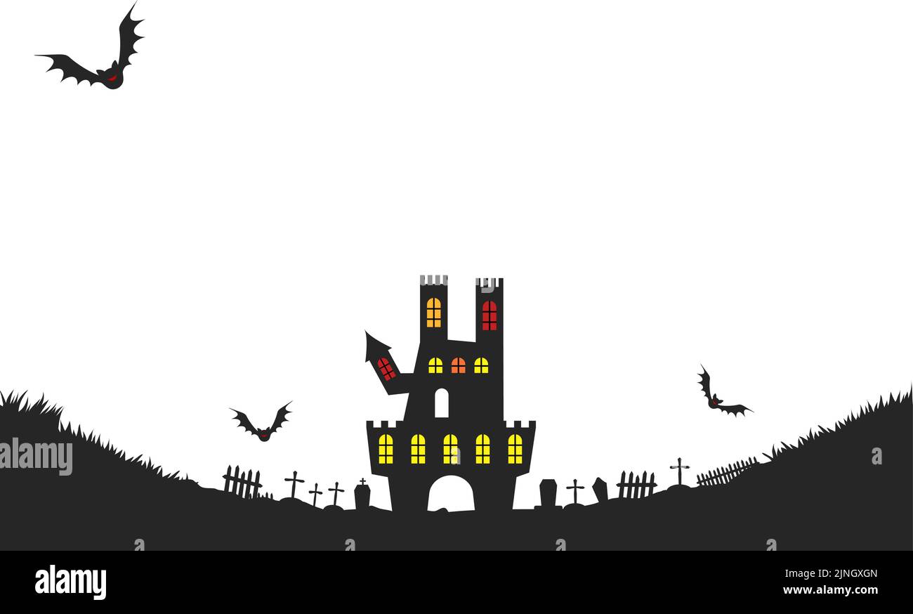 Background material, silhouette of old castle for halloween Vector illustration Stock Vector