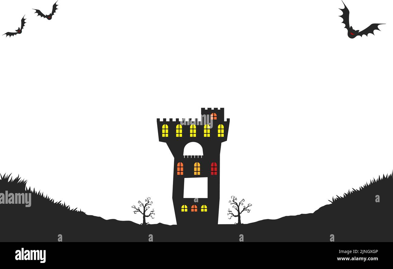 Background material, silhouette of old castle for halloween Vector illustration Stock Vector