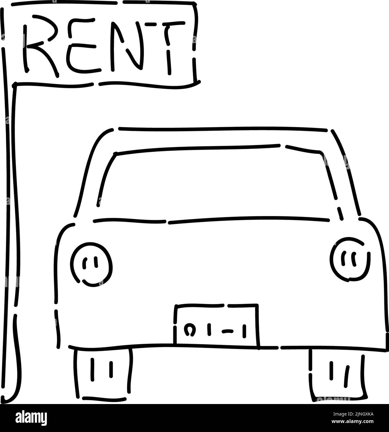 Analog handwriting style loose touch icon Car Rental Stock Vector