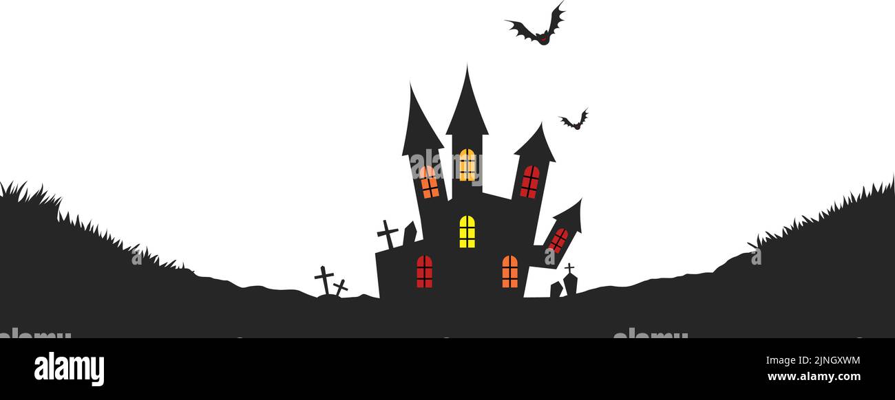 Background material, silhouette of old castle for halloween Vector illustration Stock Vector