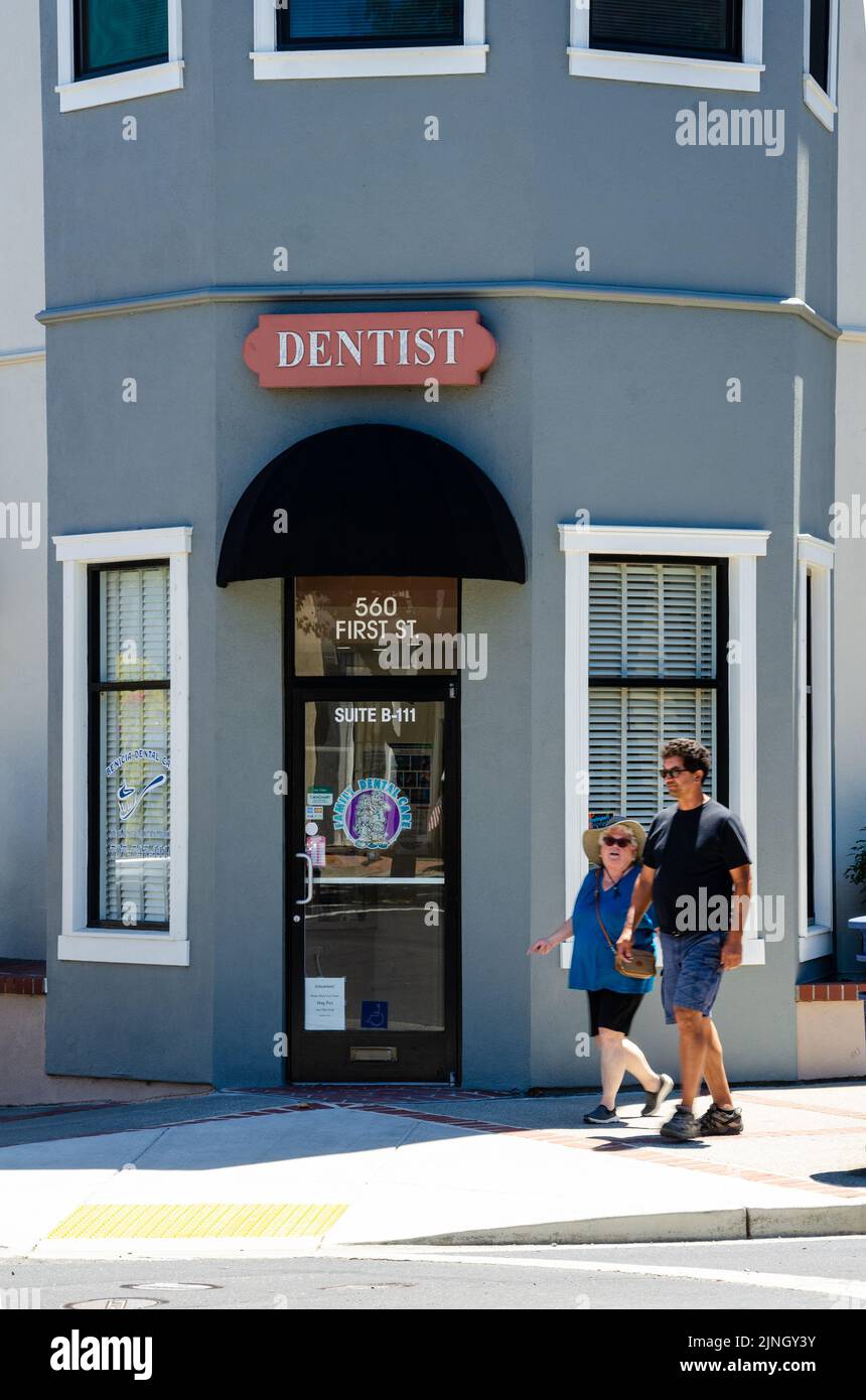 Exterior of. dentist shop in Benicia, California, USA Stock Photo