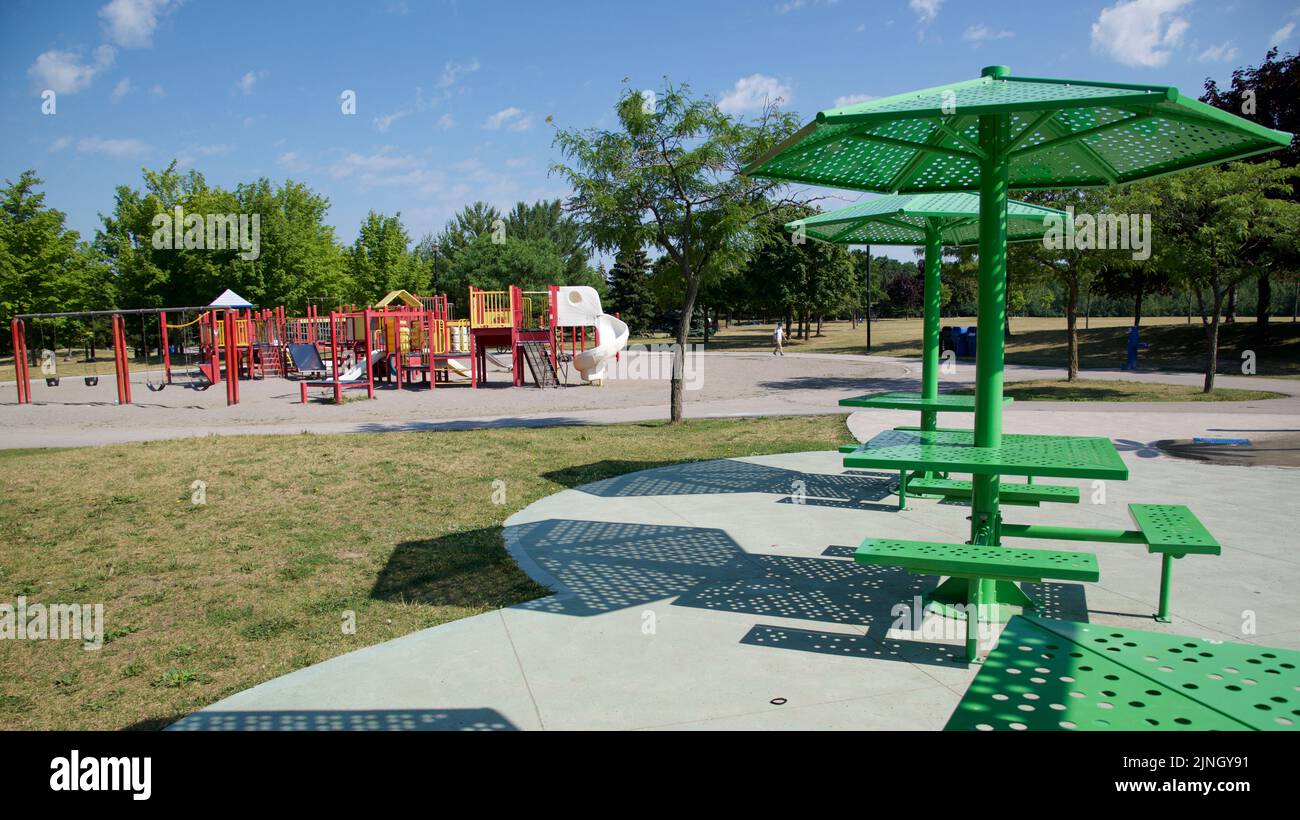 The playground at the public park in summer Stock Photo