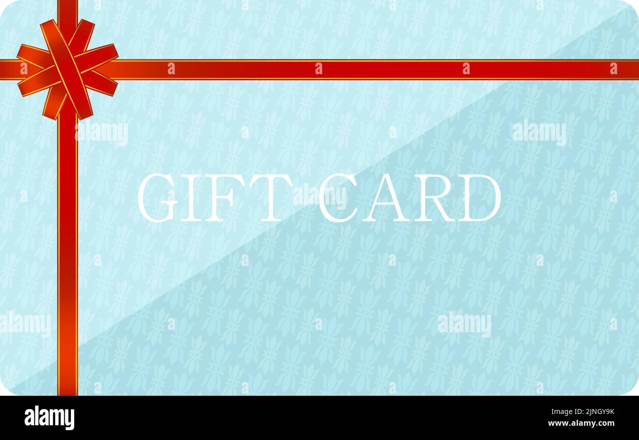 Illustration of blue gift card with wrapping ribbon Vector illustration