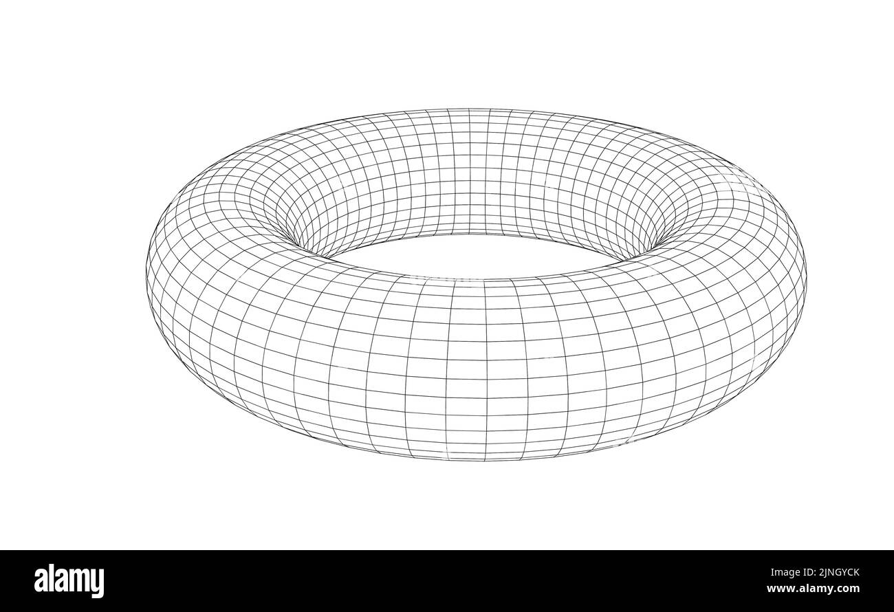 Vector illustration of a torus with wireframe mesh Stock Vector