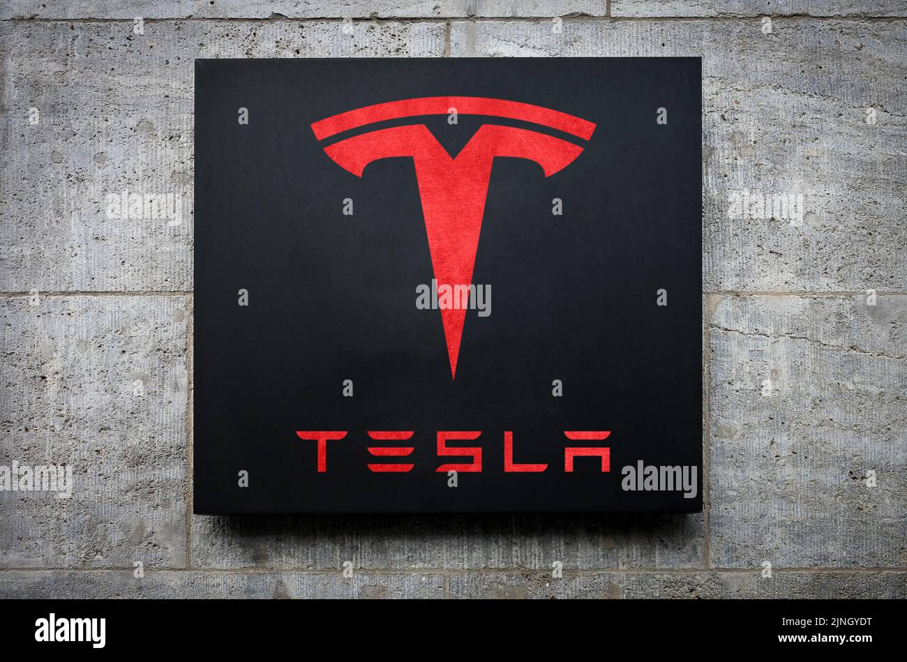 Tesla store logo Stock Photo