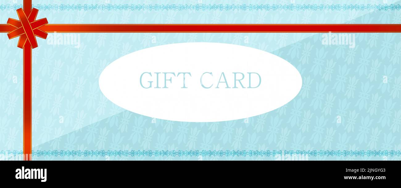 Illustration of blue gift card with wrapping ribbon Vector illustration