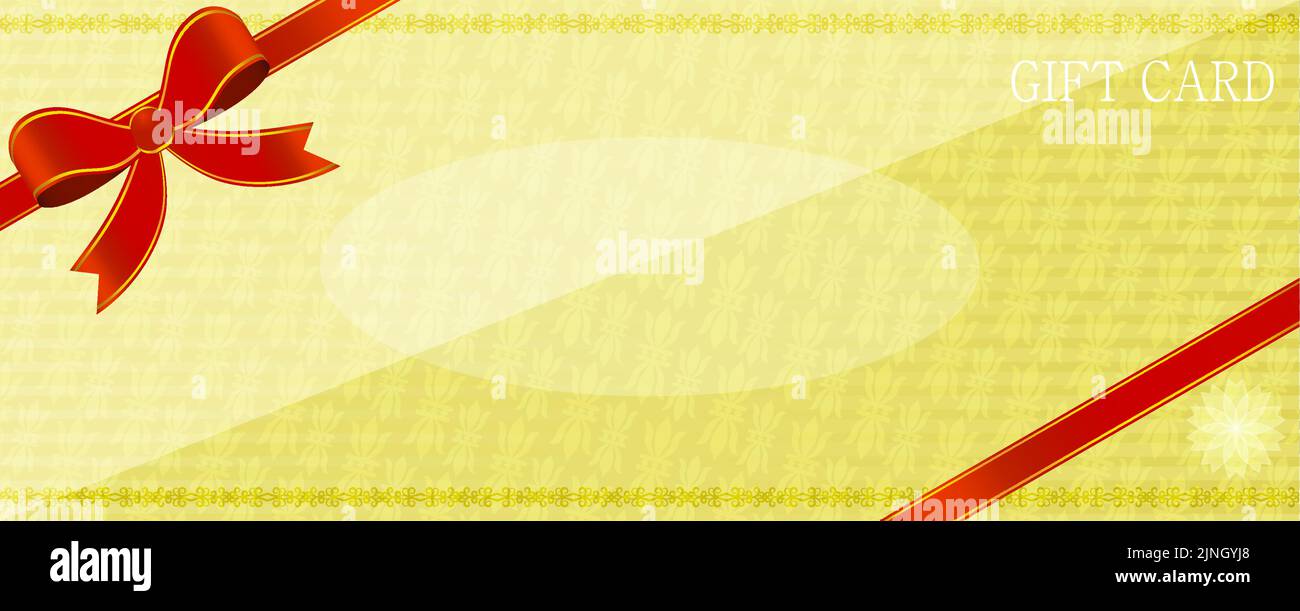 Illustration of yellow gift card with wrapping ribbon Vector
