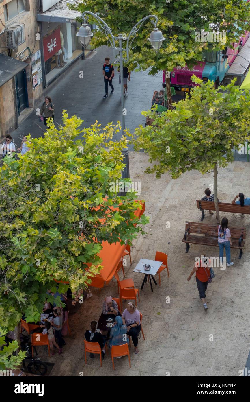 View of Ben Yehuda Pedestrian street, West Jerusalem, Israel Stock Photo