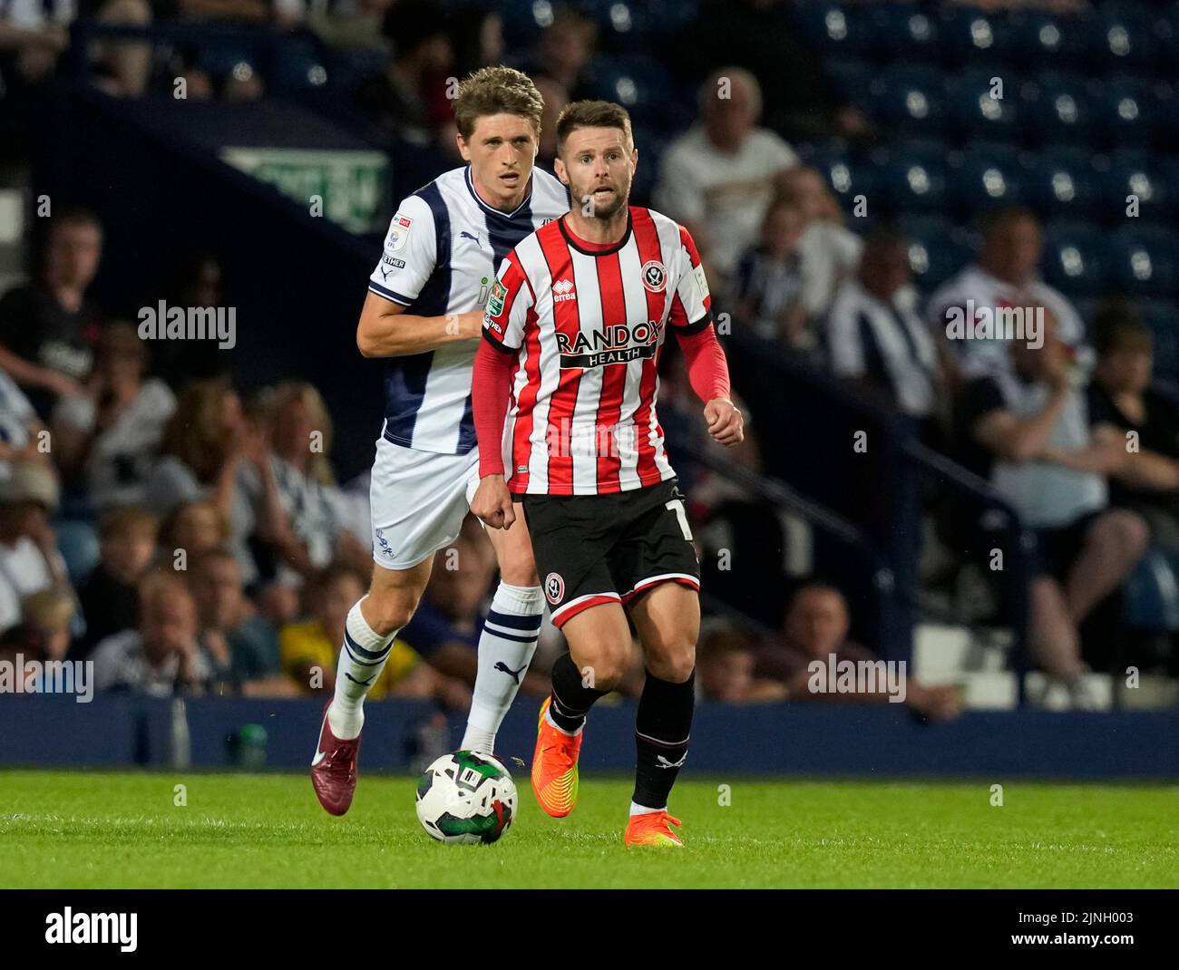 West Bromwich, England, 11th August 2022.   Oliver Norwood of Sheffield Utd surges forward during the Carabao Cup match at The Hawthorns, West Bromwich. Picture credit should read: Andrew Yates / Sportimage Stock Photo