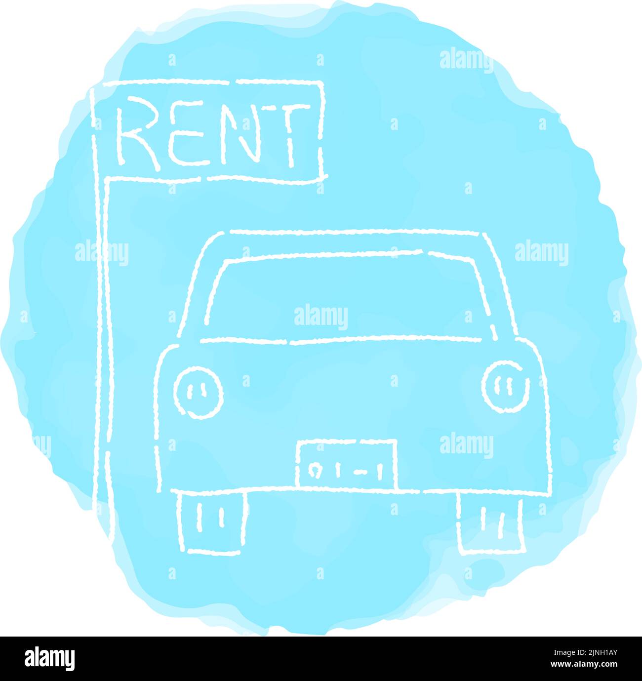 Handwritten simple icon illustration:  Car Rental Stock Vector