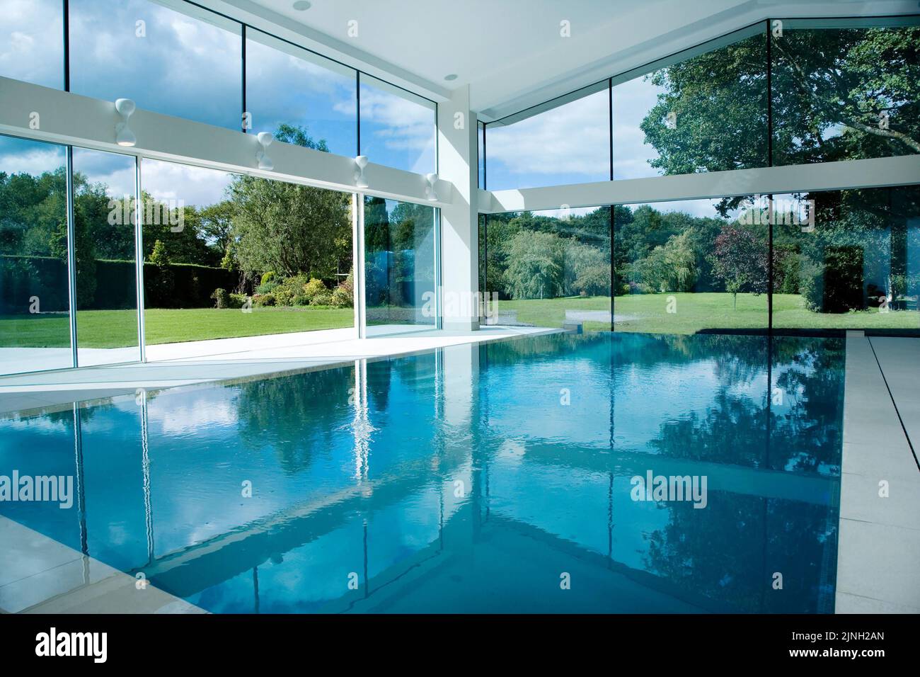 Glass architecture interior design swimming pool garden hi-res stock ...
