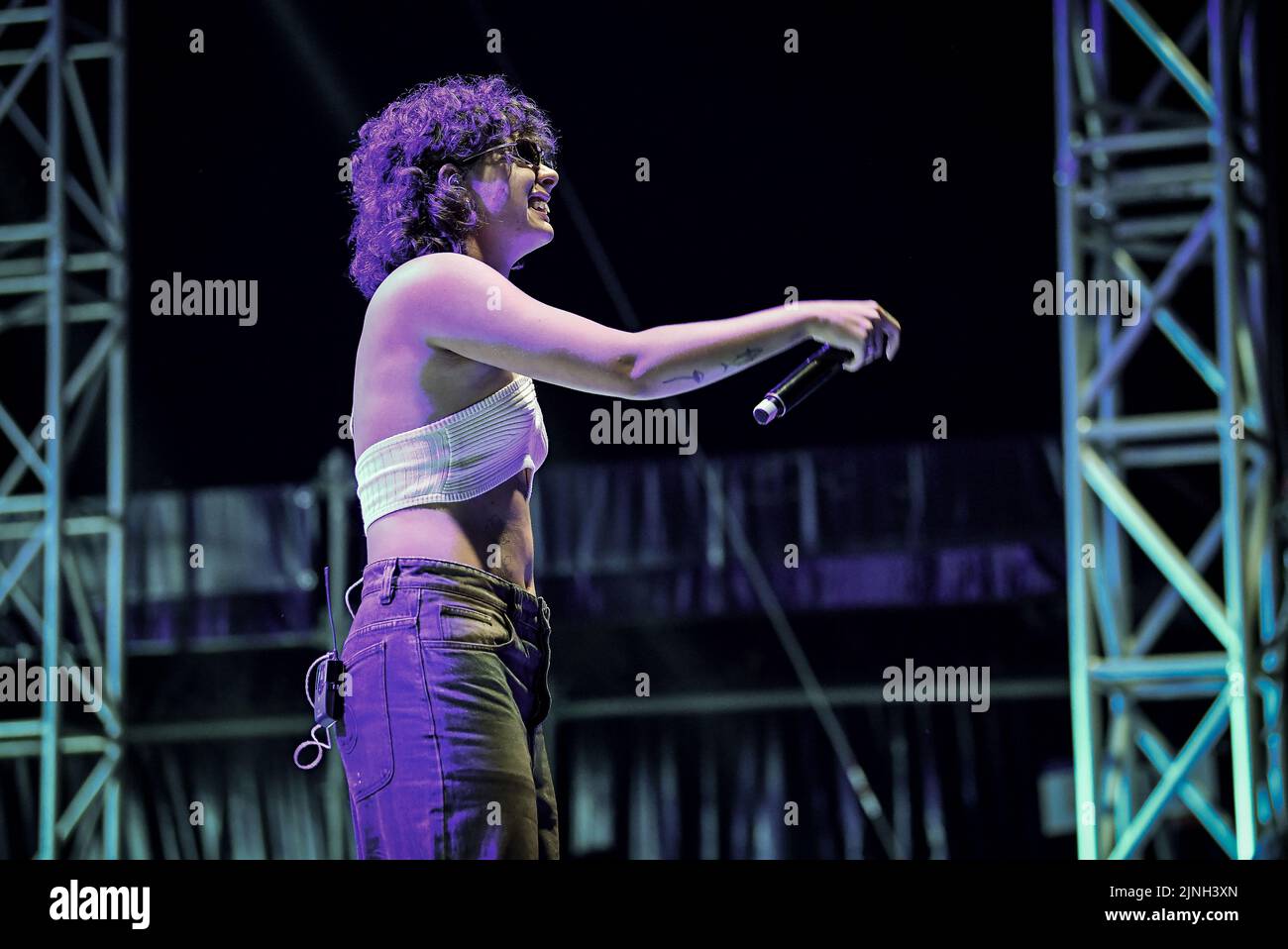Alghero, Italy. 10th Aug, 2022. Madame during Madame e Chiello in Tour - Estate 2022, Italian singer Music Concert in Alghero, Italy, August 10 2022 Credit: Independent Photo Agency/Alamy Live News Stock Photo