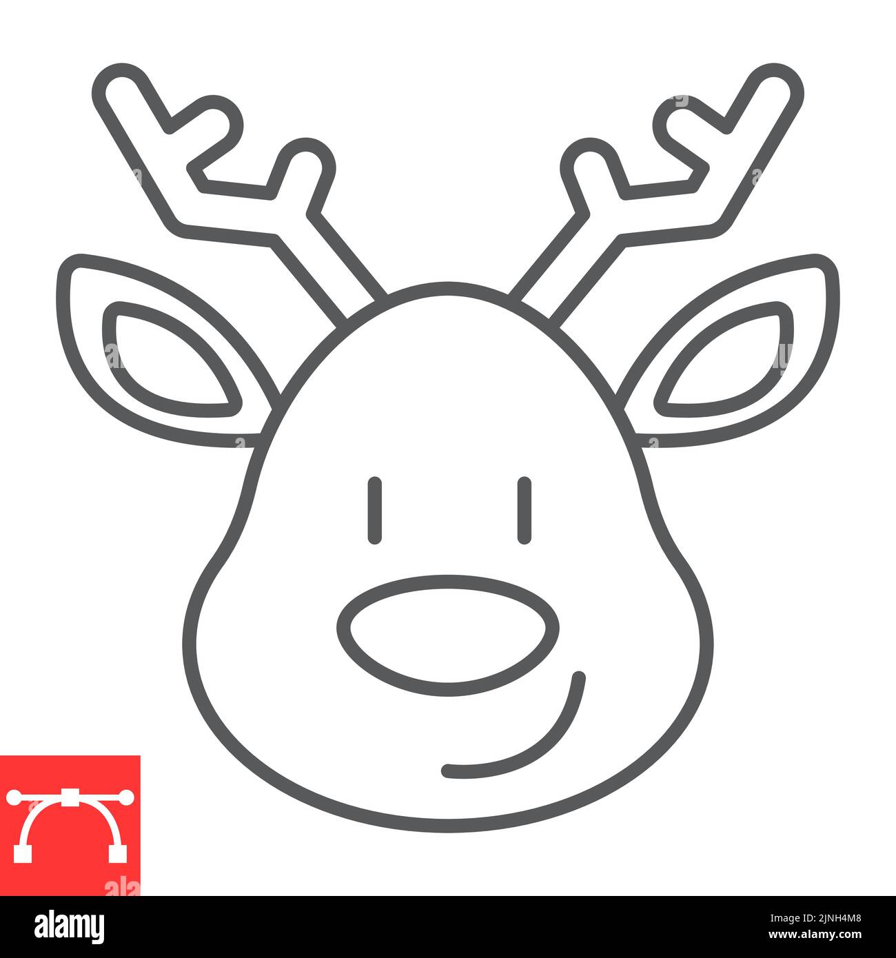 Christmas deer line icon, new year and reindeer, rudolph deer vector ...